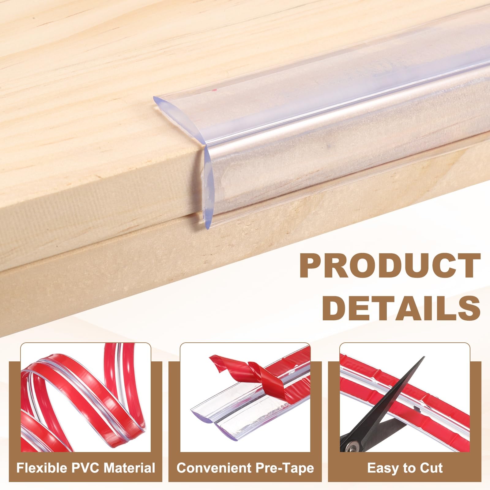 uxcell edge protector installation steps showing adhesive-back setup.