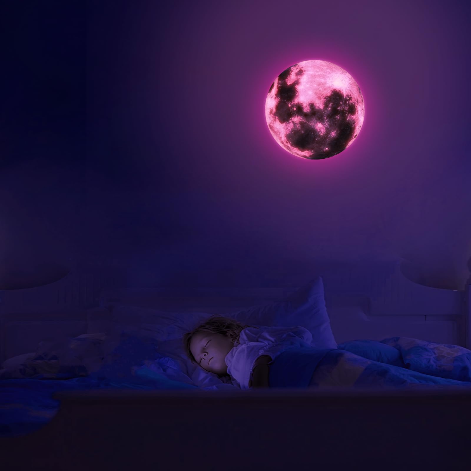 uxcell glow-in-the-dark moon made from durable PVC for walls and ceilings