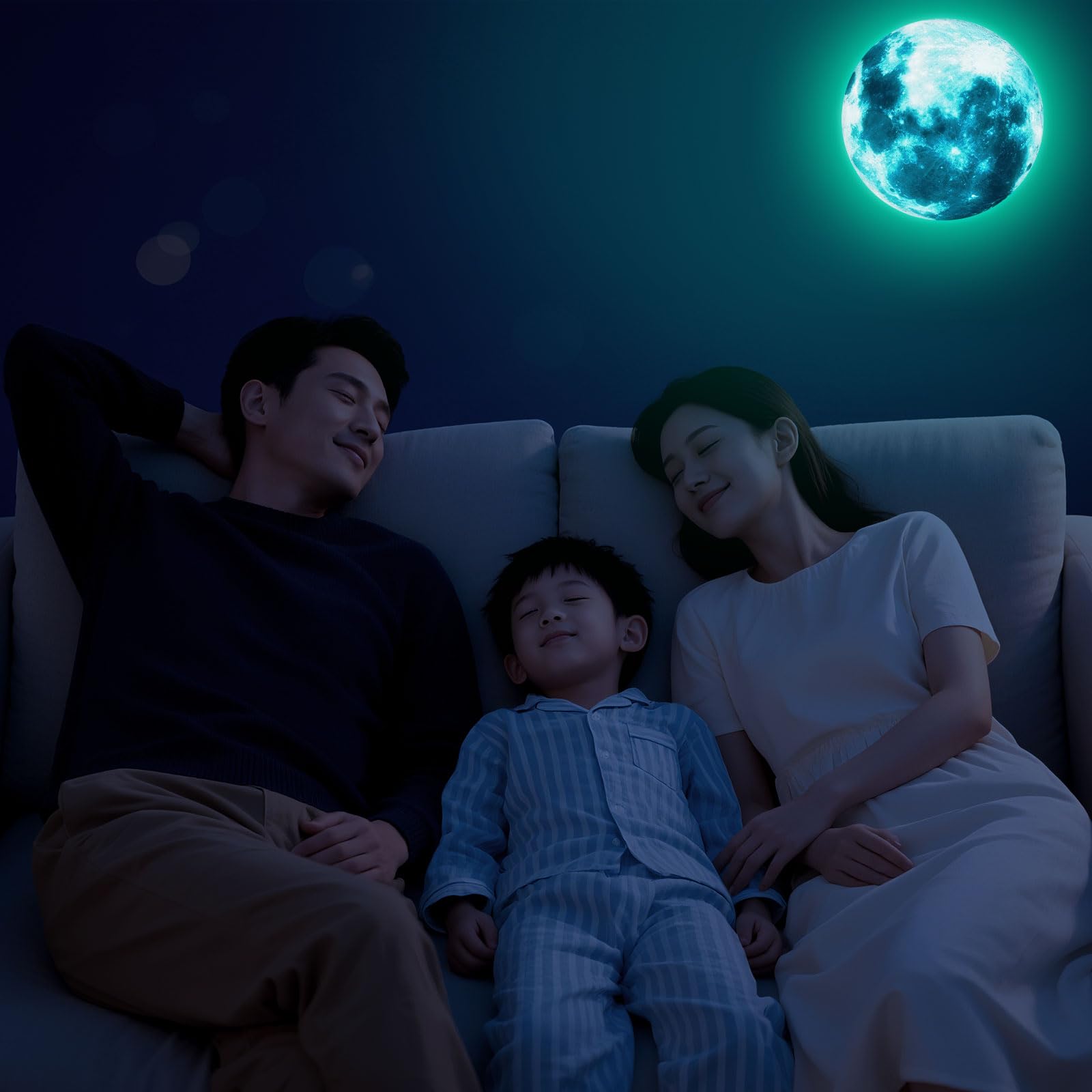uxcell glow-in-the-dark moon and stars collection enhancing ceiling decor