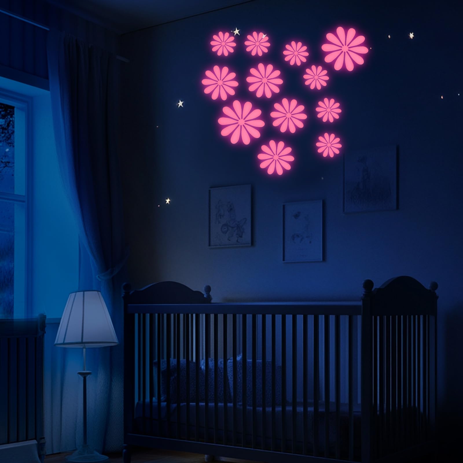 uxcell glow-in-the-dark sunflowers ceiling sticker glows softly for kids' rooms
