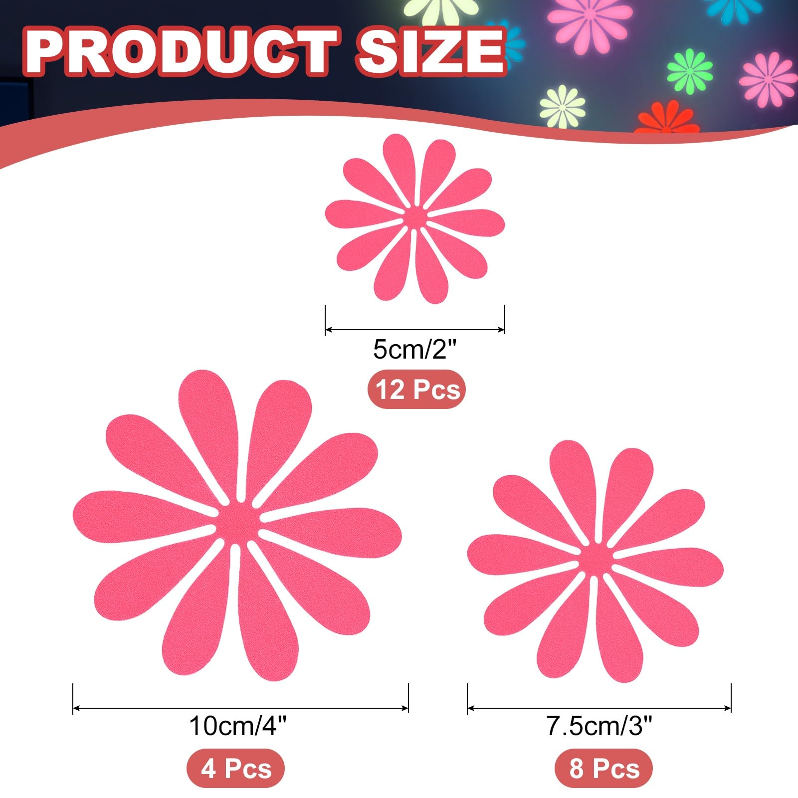 uxcell glow-in-the-dark sunflowers ceiling sticker 7-5cm pink adds glow to nurseries