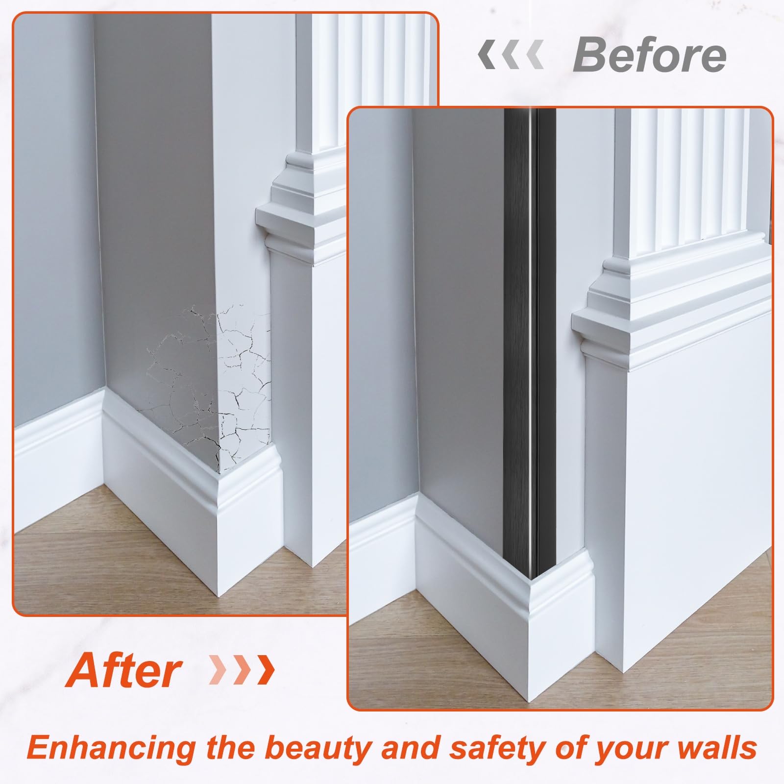uxcell L-shaped corner molding in brushed black for stylish wall edge protection.
