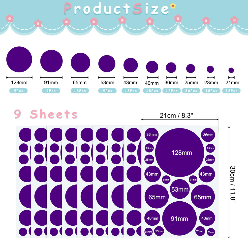 uxcell peel-and-stick circles purple wall decal closeup shows easy placement