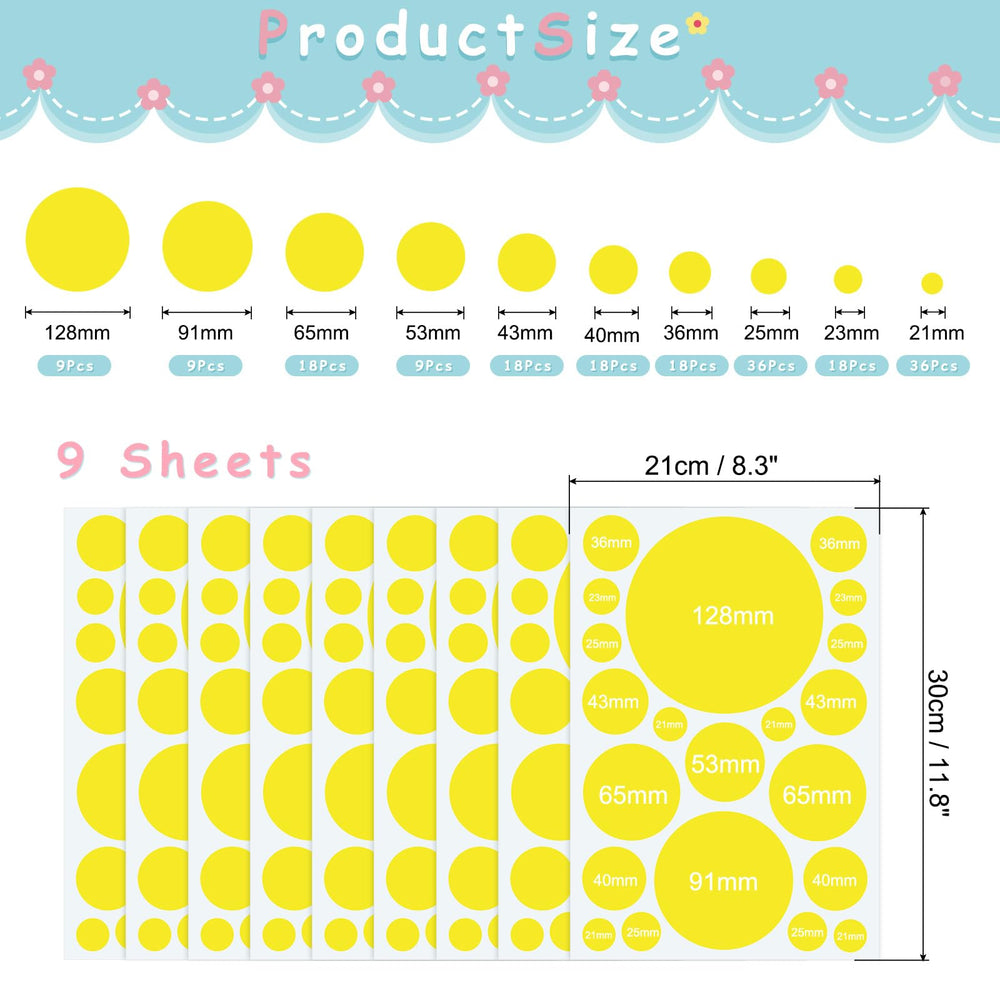 uxcell polka dots wall decals yellow set on wall adding vibrant nursery or playroom accent.