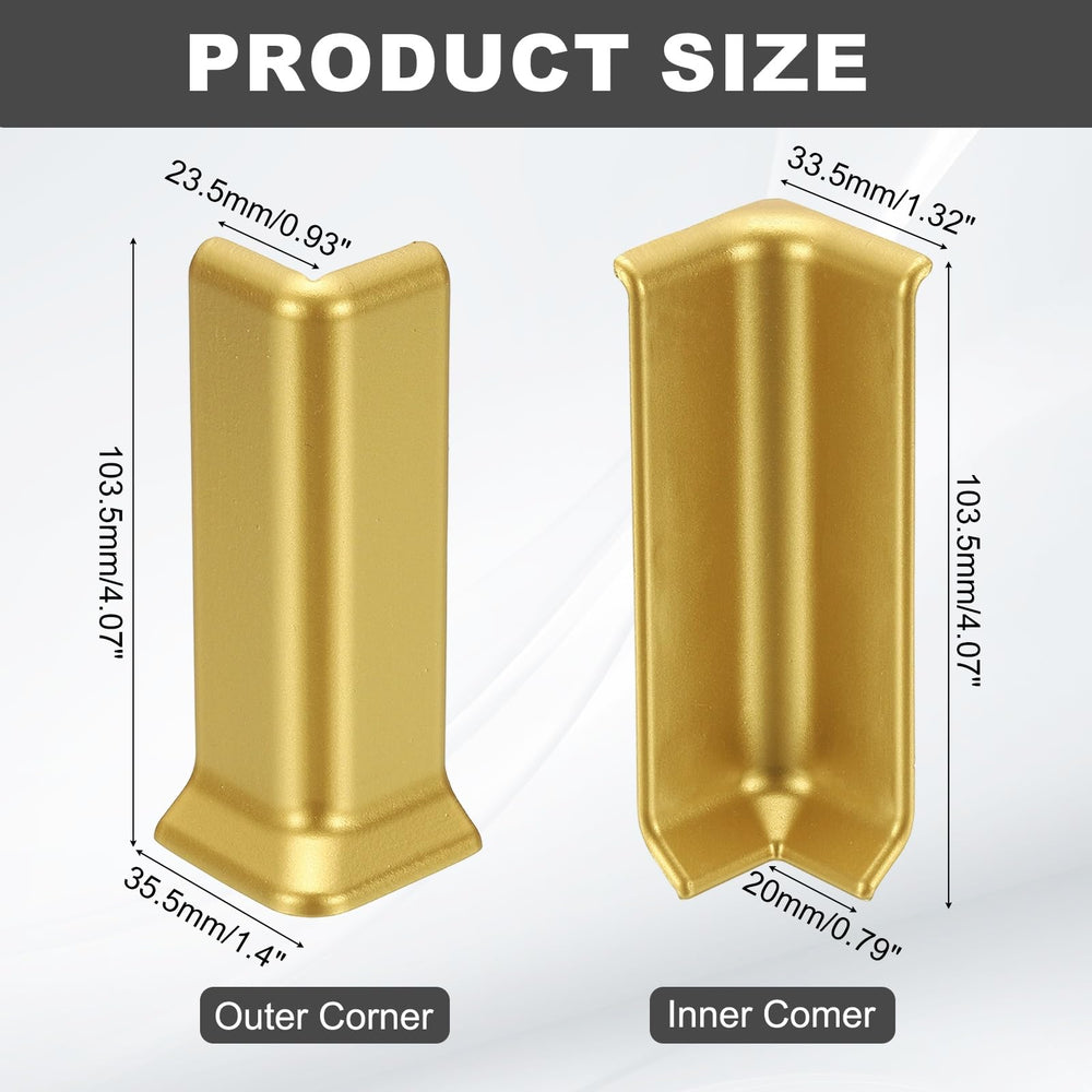 uxcell self-adhesive baseboard corner blocks outer corner close-up, rust-resistant and sturdy