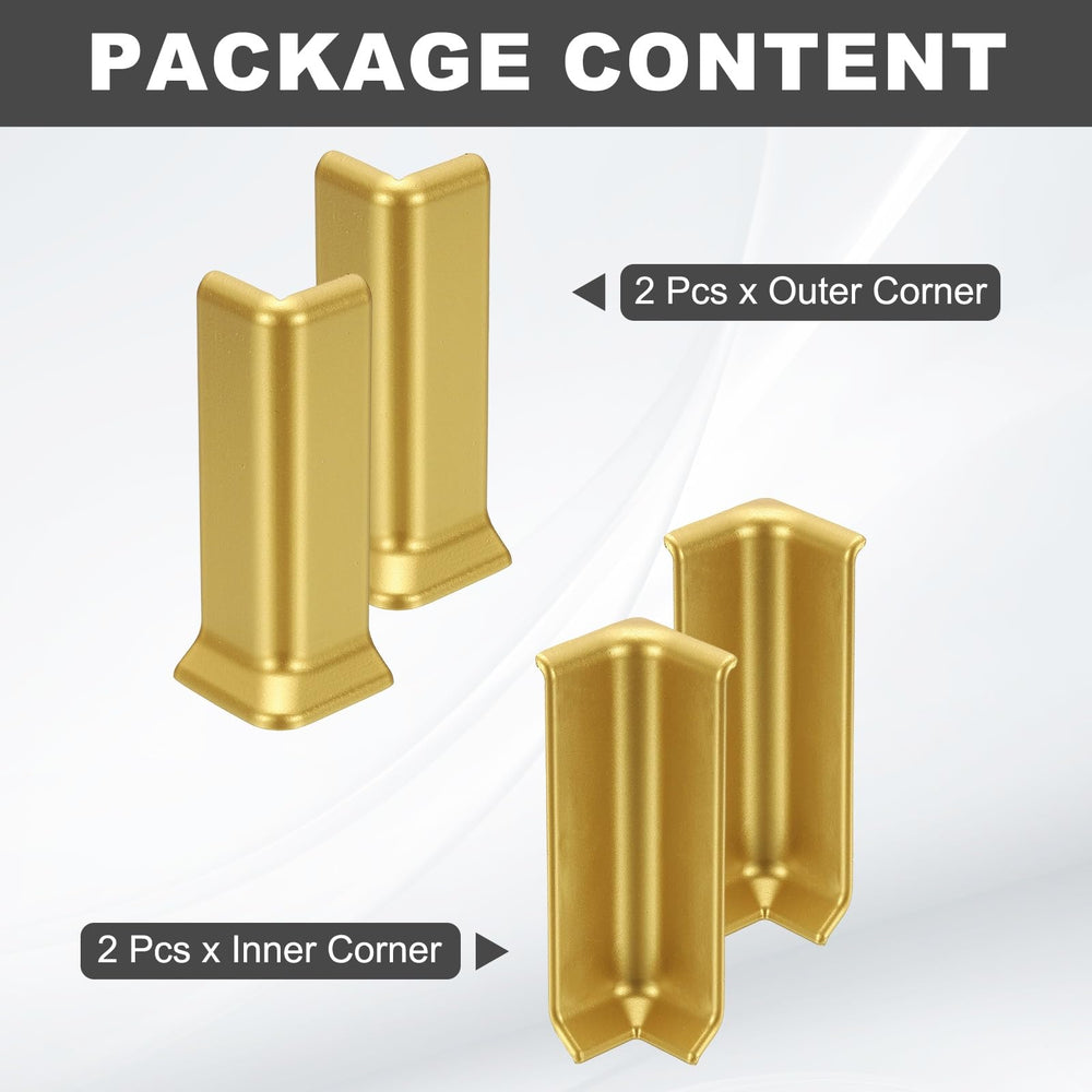 uxcell self-adhesive baseboard corner blocks package image showing inner and outer pieces