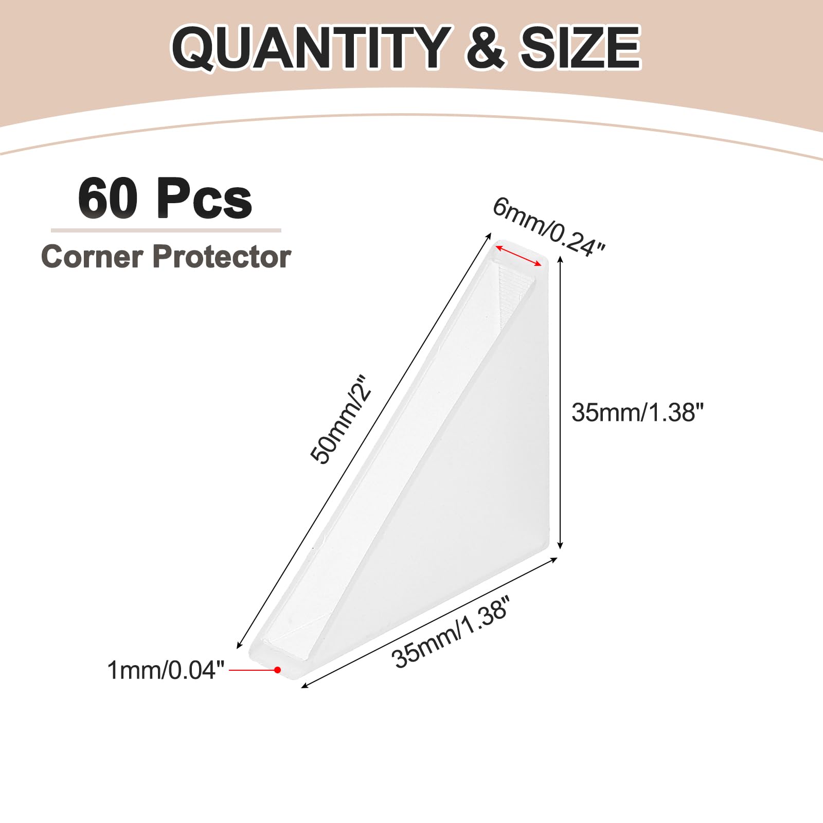 uxcell triangle corner protector side view showing right-angle design for durable edge support.