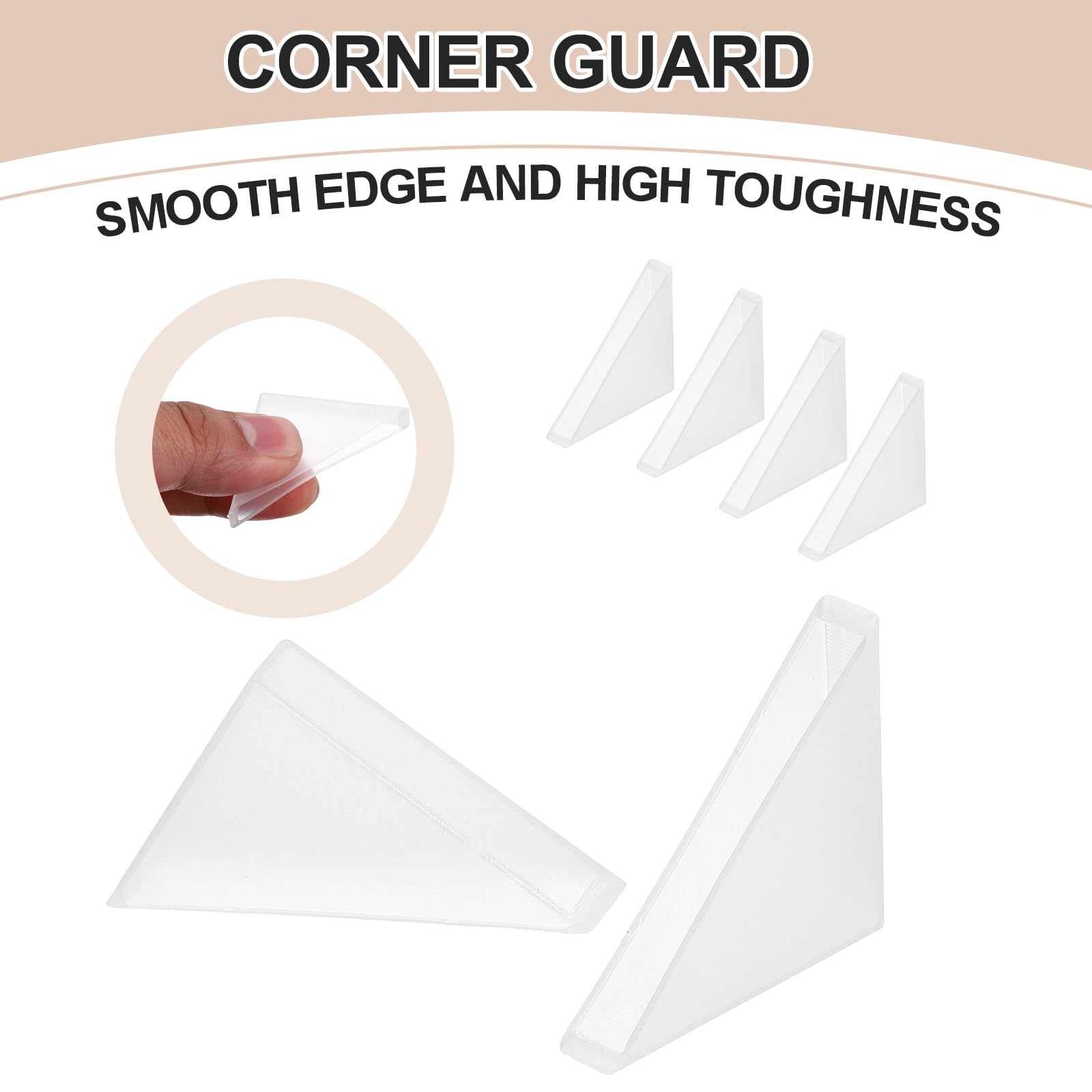 uxcell corner protector close-up, odorless plastic material and wear resistance.