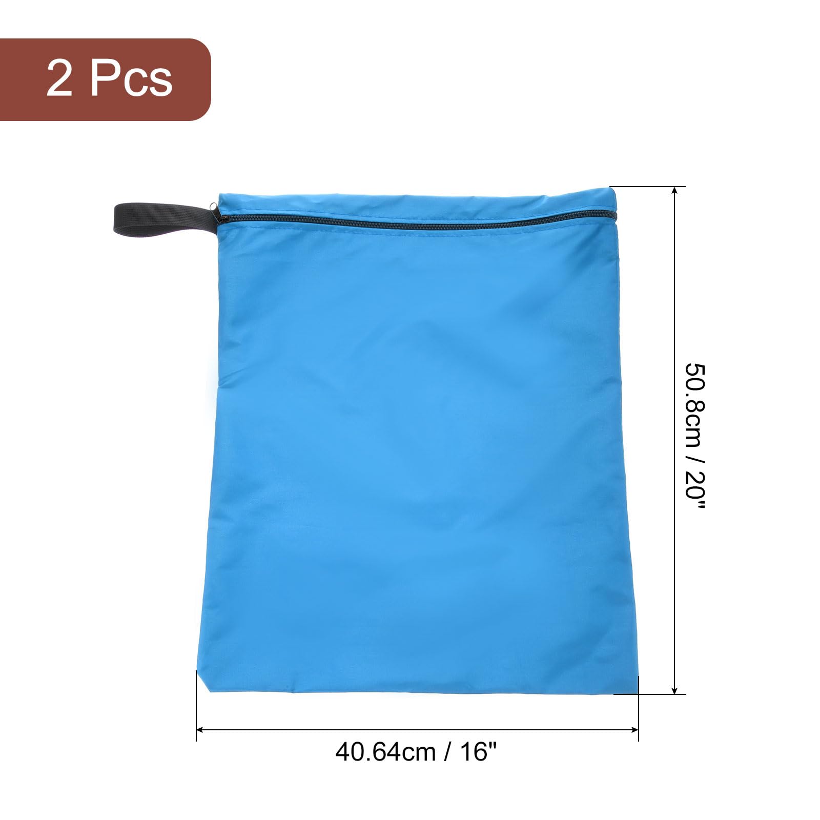 uxcell wet-dry bag 16x20 blue shows two pockets to separate wet and dry clothes.