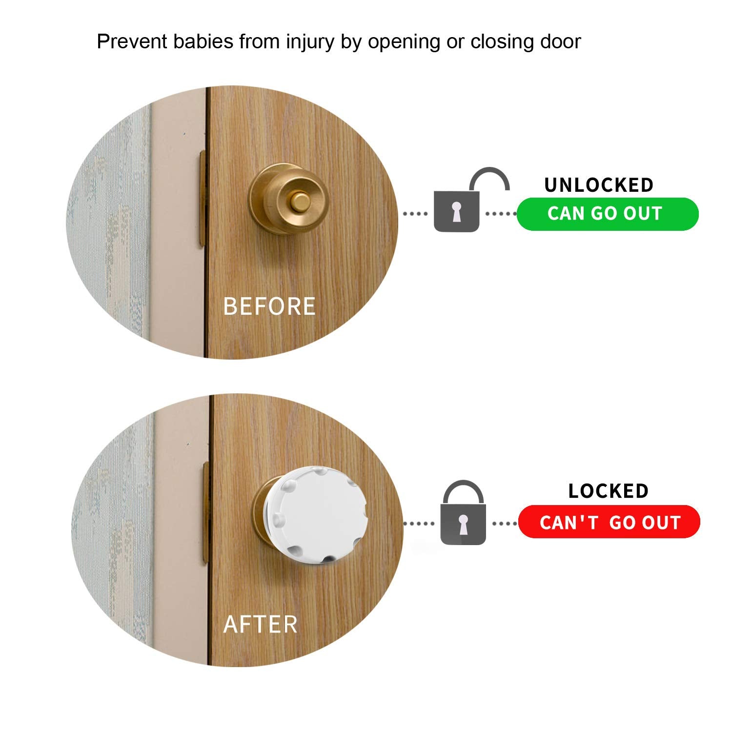 Uxoz installation demonstration shows tool-free fit on standard doorknobs.