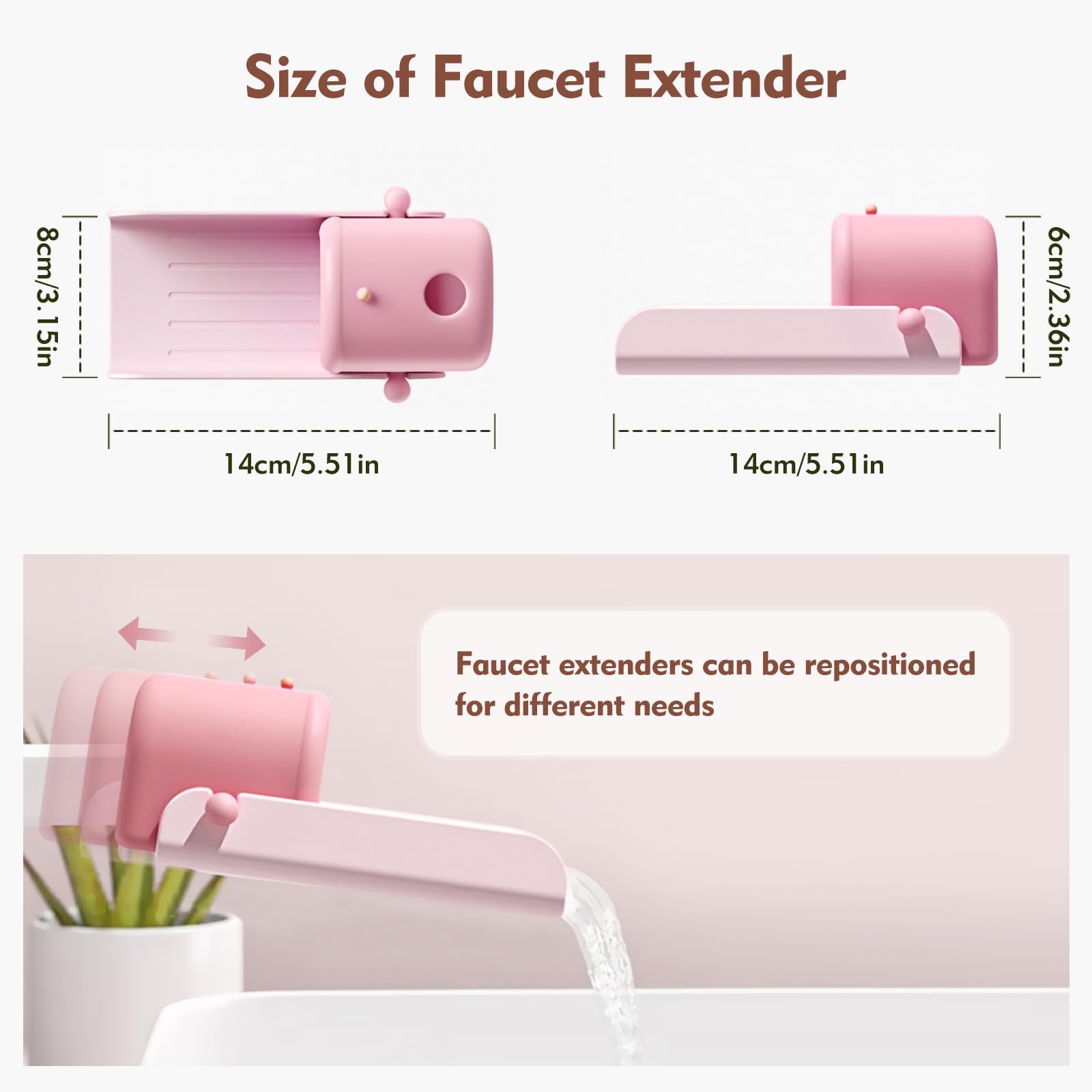 UYUOO dual-interface compatibility faucet extender image highlights simple installation