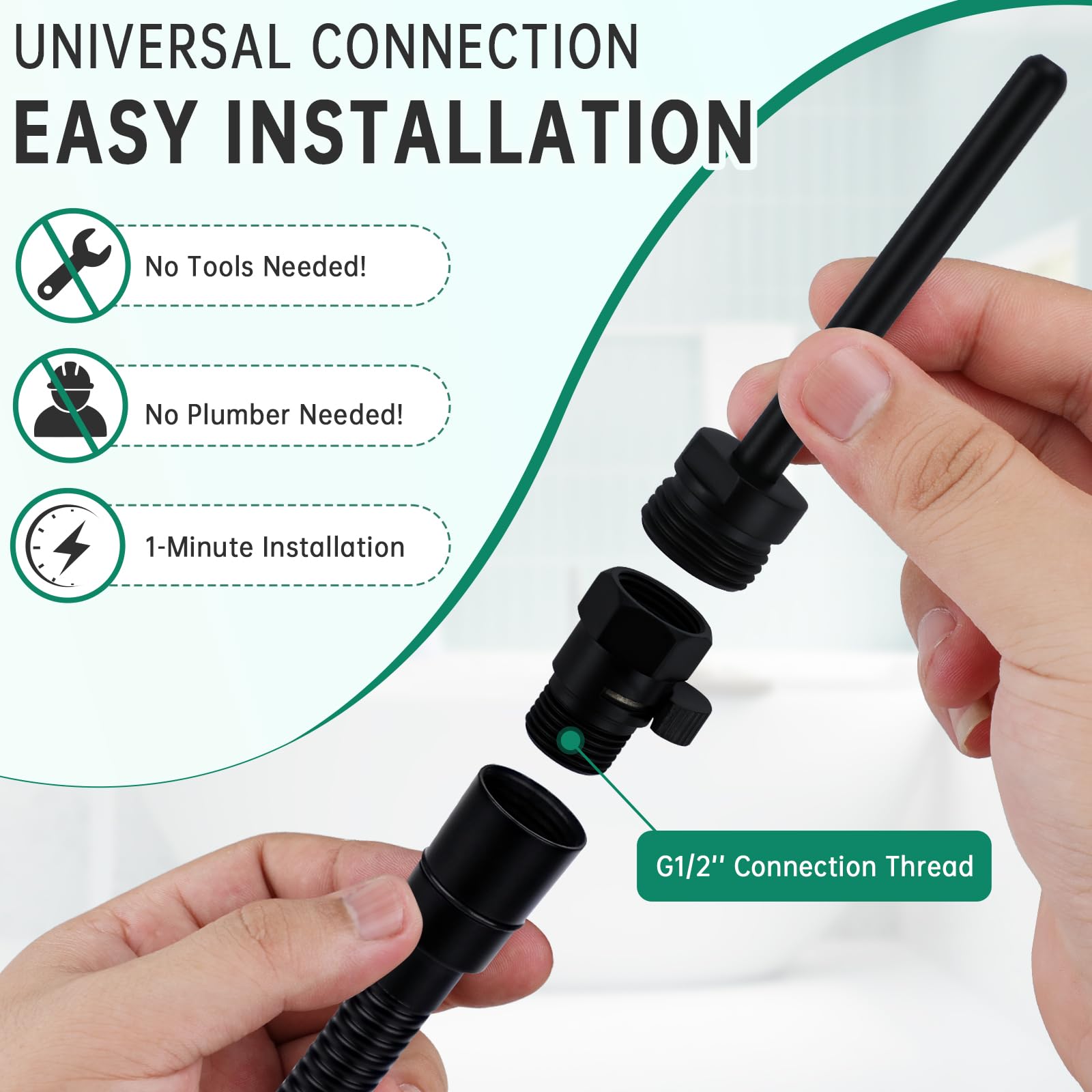 V-Frankness easy installation connects nozzle to hose quickly
