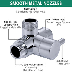 V-Frankness metal 3-way diverter for shower head and nozzle