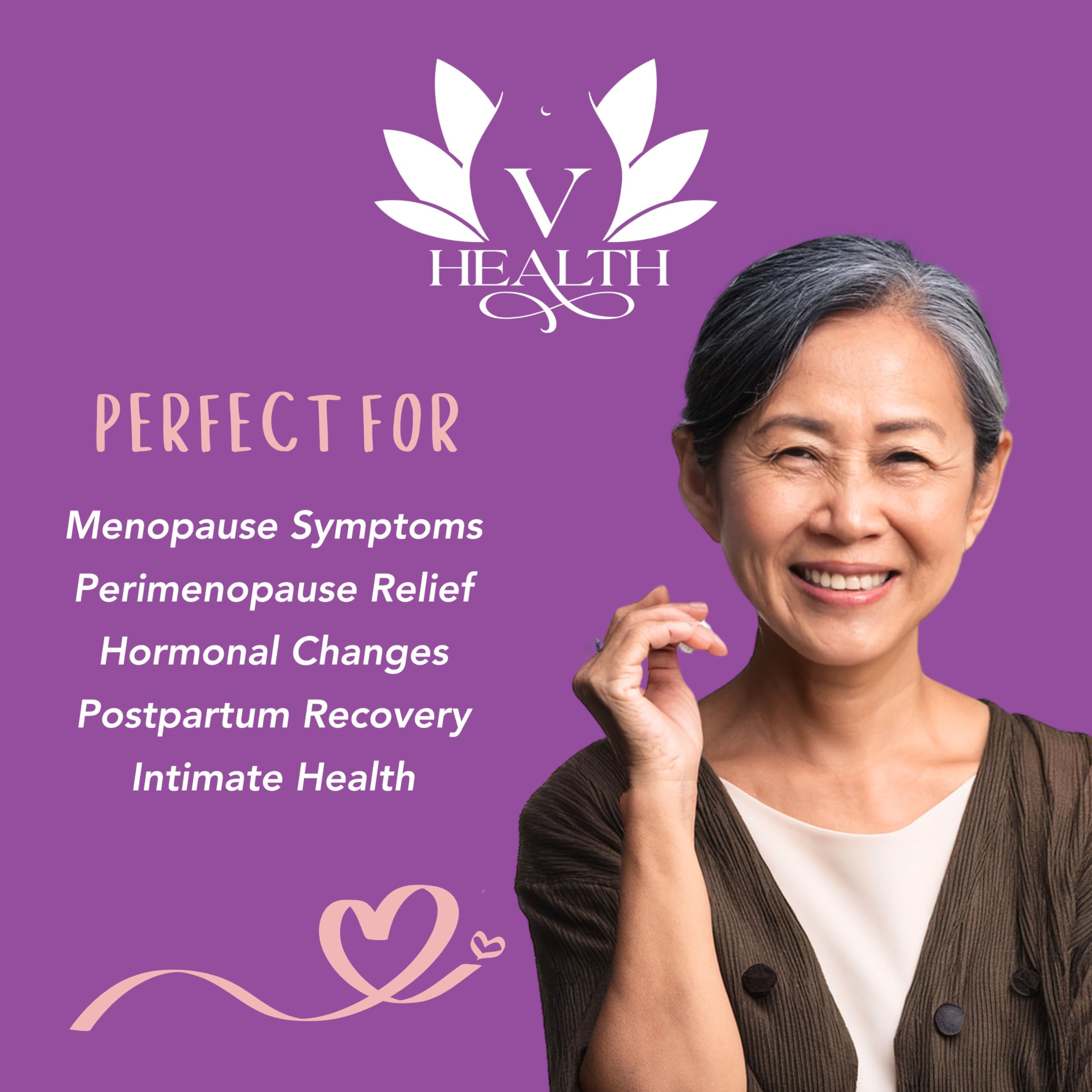 V-HEALTH natural ingredients close-up emphasizing gentle, chemical-free care.