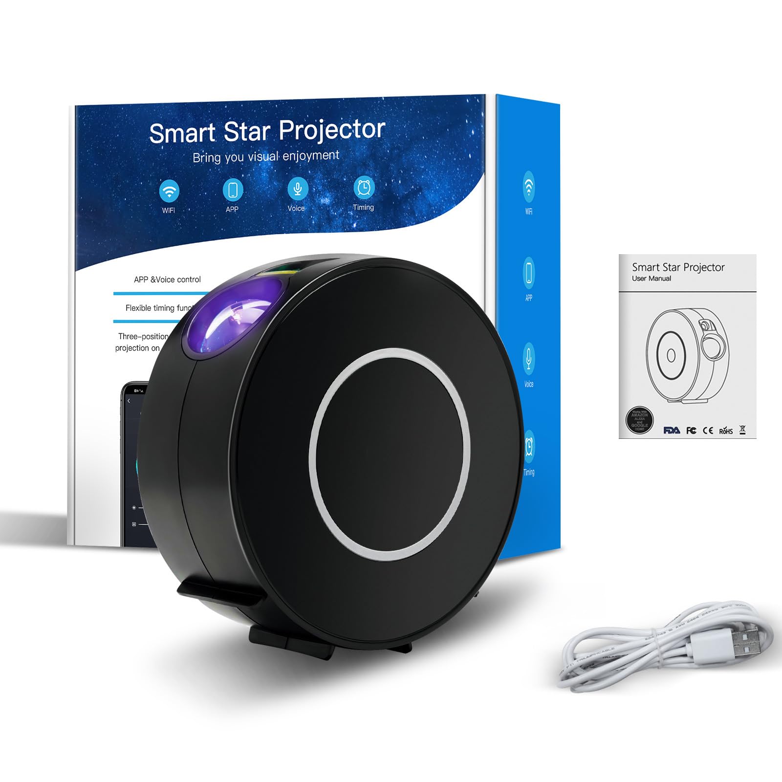 Gift-ready night light projector ideal for teens and kids.