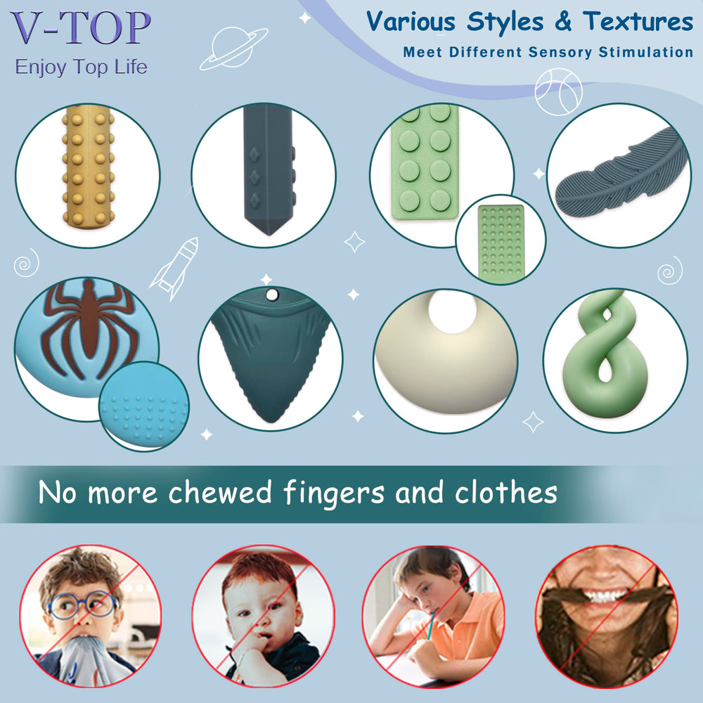 V-TOP chew necklace Circle shape for consistent bite-safe comfort and focus.