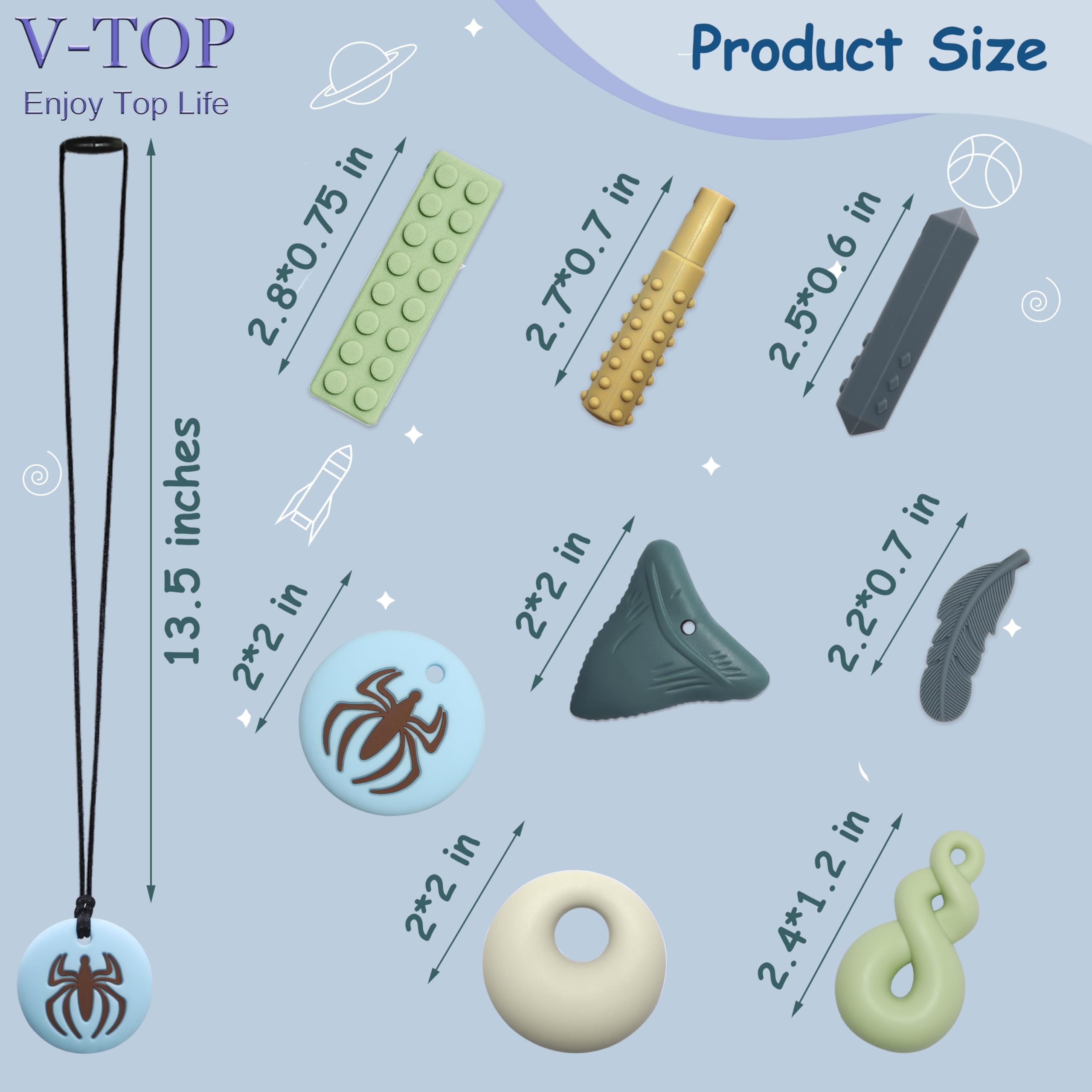 V-TOP chew necklace Crystal shape offering varied textures for engaging oral sensory play.