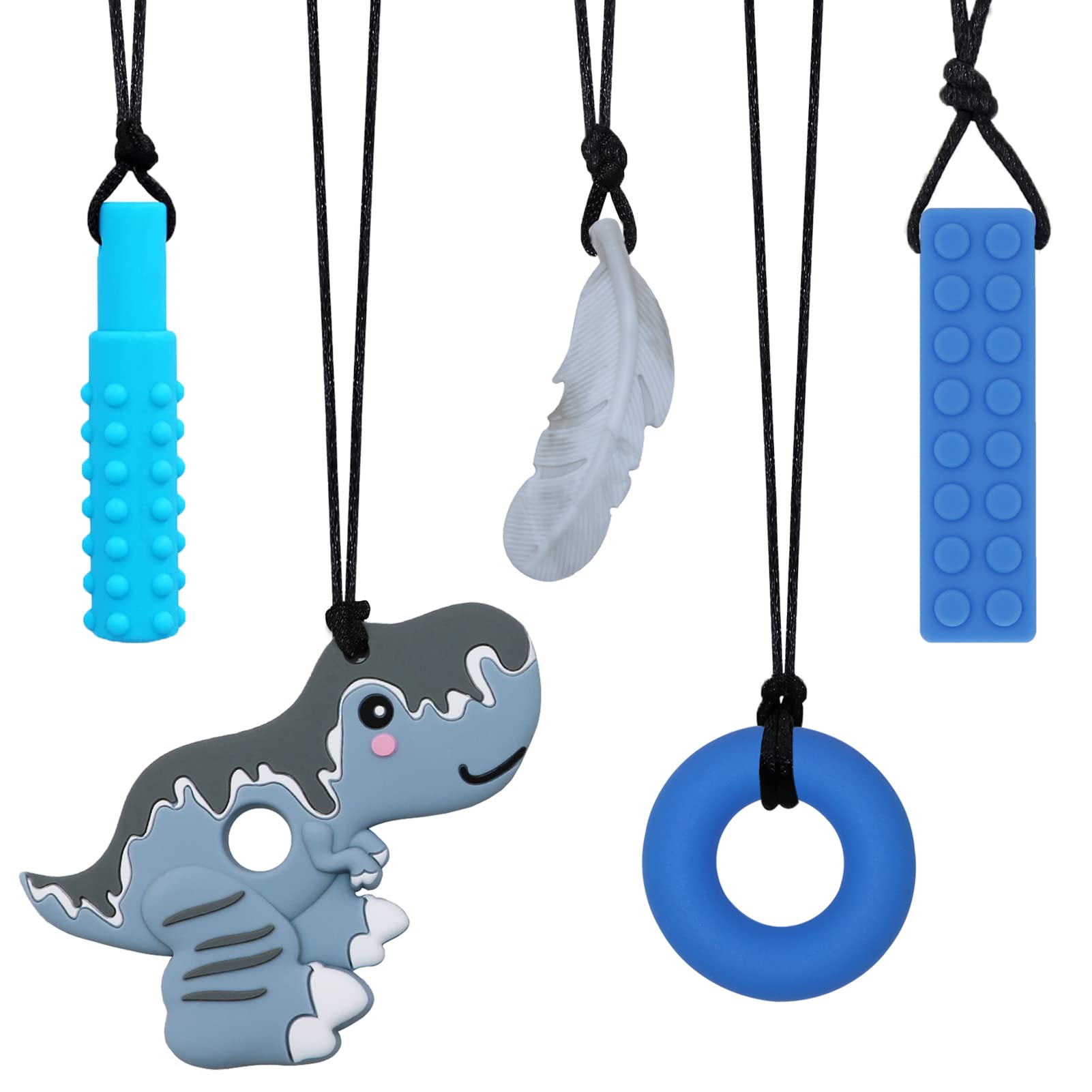 V-TOP chew necklace with dinosaur texture for sensory relief and focus