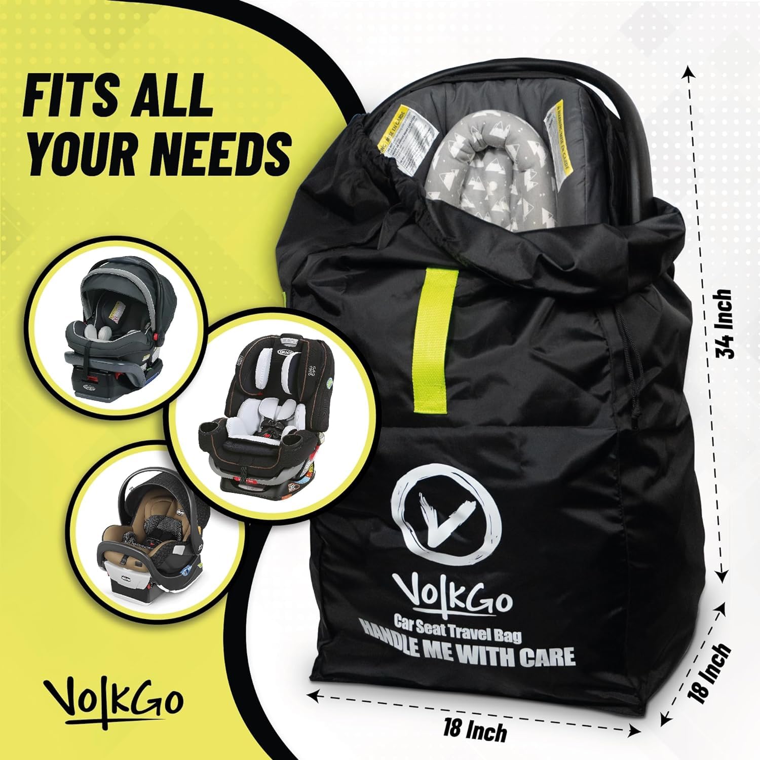 V VOLKGO reinforced stitching adds durability for airports and luggage handling
