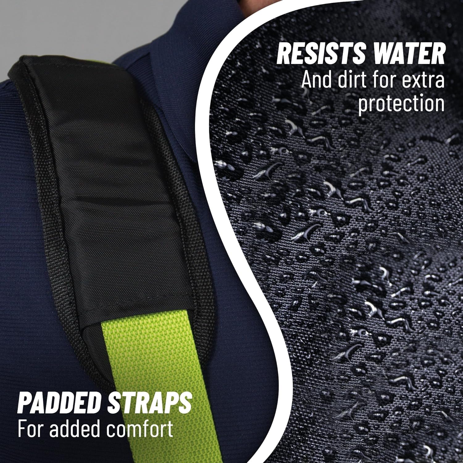 V VOLKGO padded shoulder straps enable comfortable, ergonomic carry