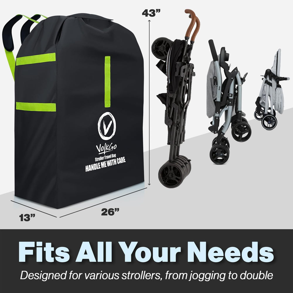 V VOLKGO large jogger stroller bag fits bulky strollers securely for travel.