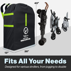 V VOLKGO large jogger stroller bag fits bulky strollers securely for travel.