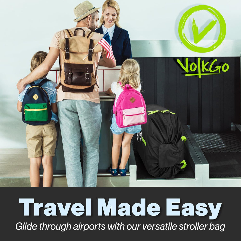 V VOLKGO stroller cover for travel shields from dirt and damage.