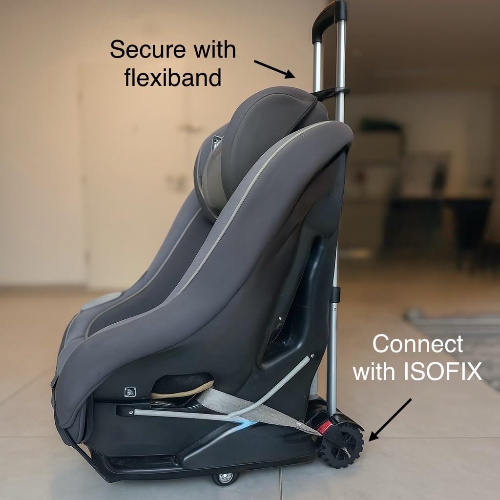 V VOLKGO travel cart transforms car seats into portable companions for travel.