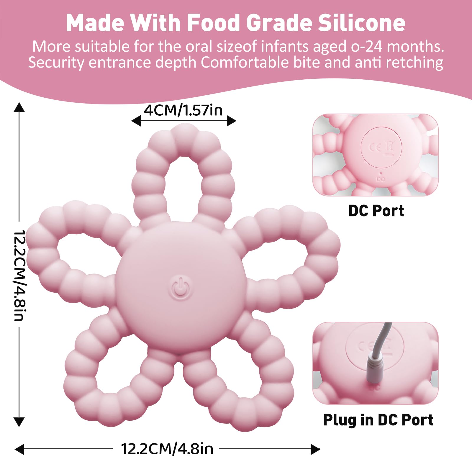 V7T7V7 vibrating teether with 3 settings for customizing soothing sensations