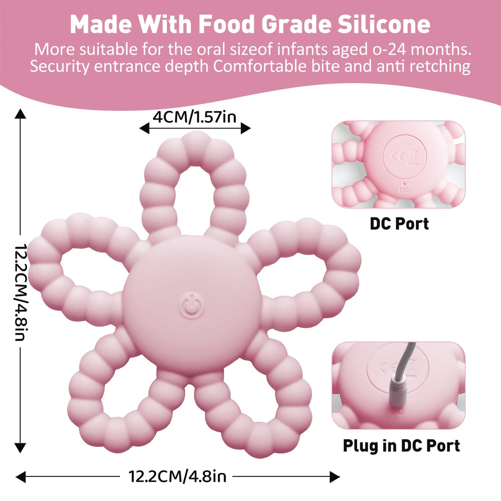 V7T7V7 vibrating teether with 3 settings for customizing soothing sensations