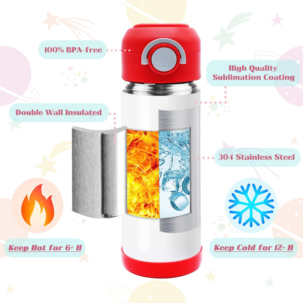 Leak-proof lid and straw on VACVOU kids cup prevents spills during travel.