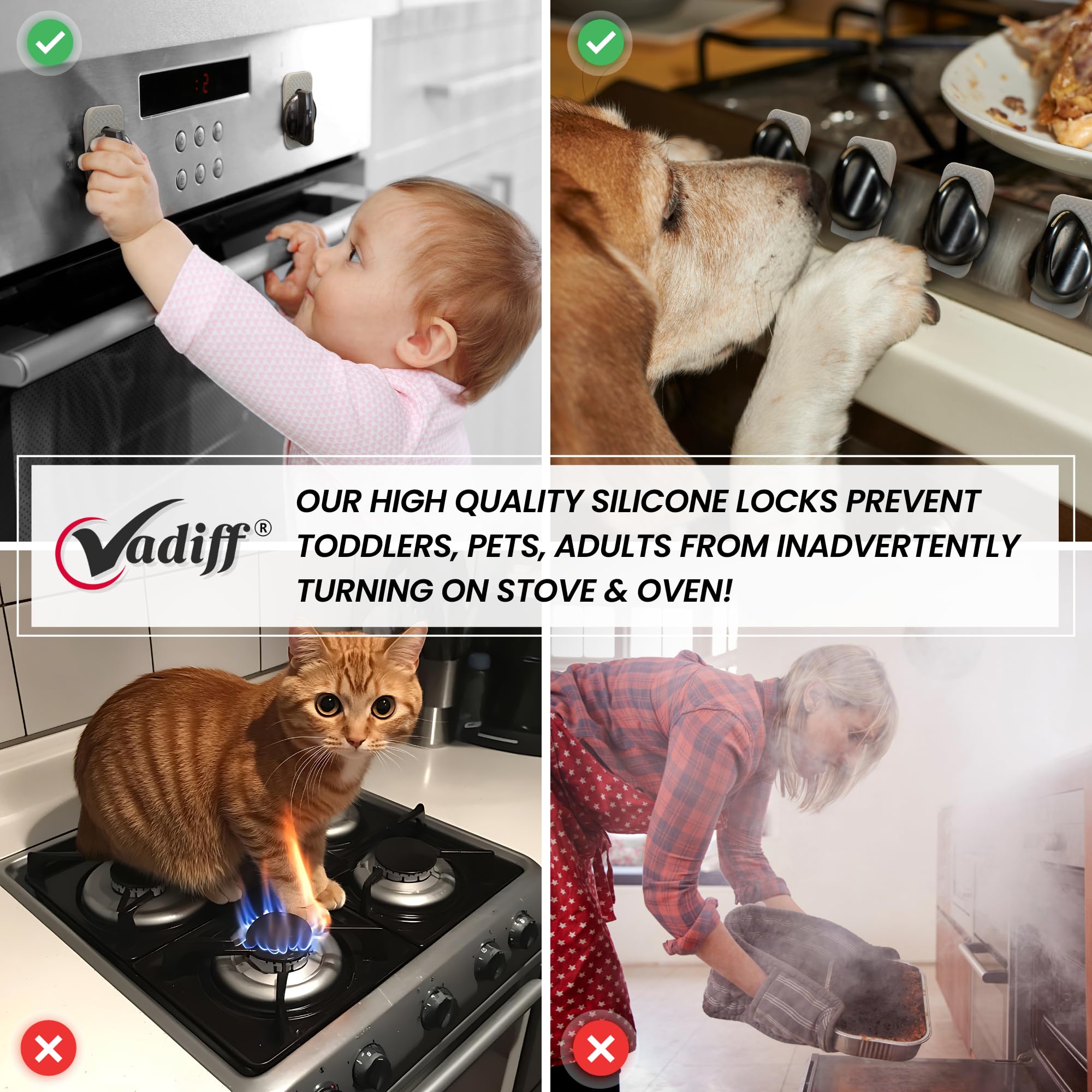 Vadiff red stove knob locks offer a clear visual reminder to check burners
