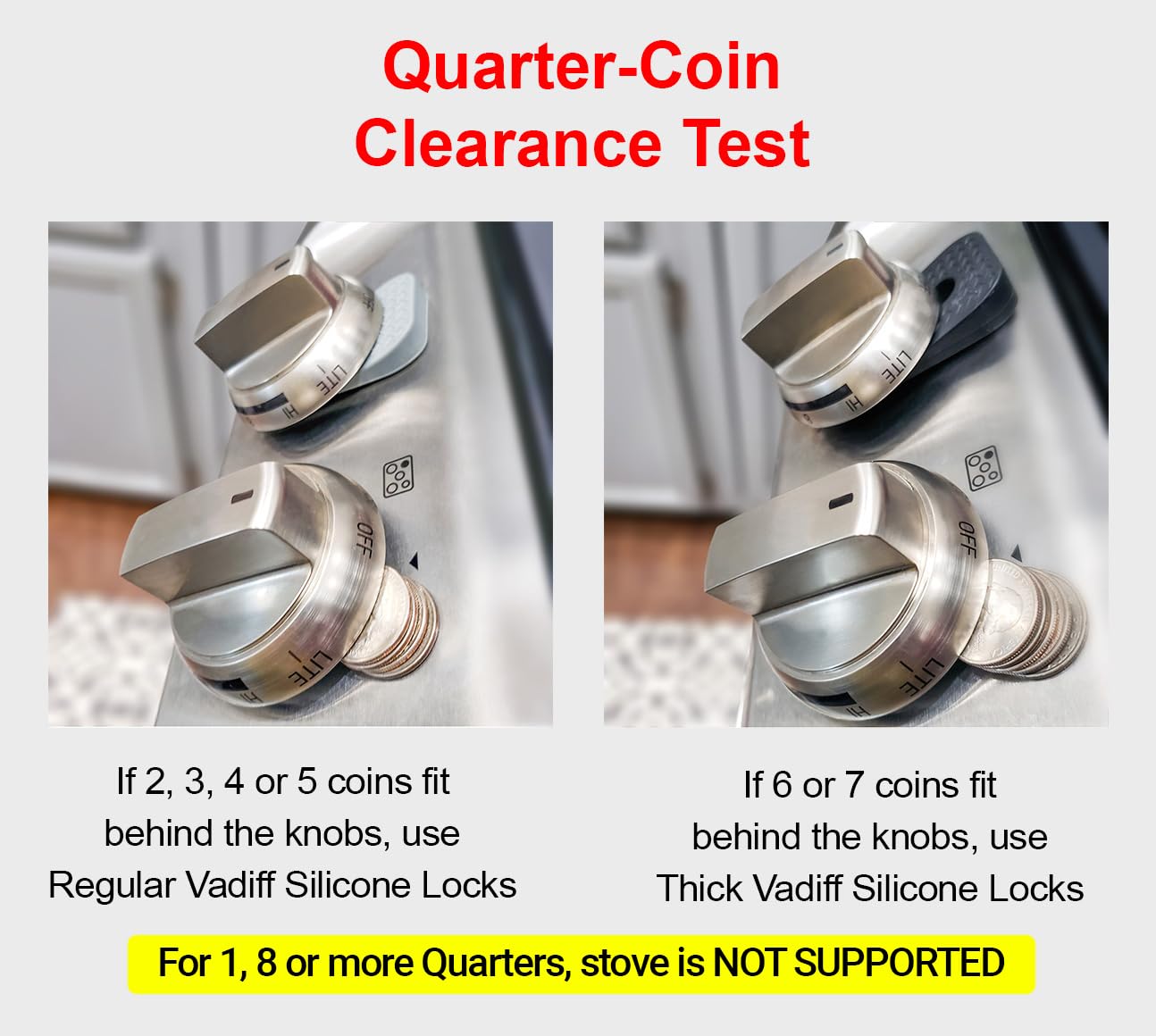 Vadiff grey stove knob locks blend with kitchen decor