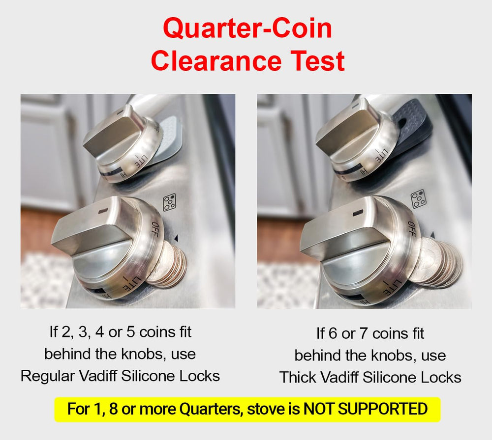 Vadiff grey stove knob locks blend with kitchen decor