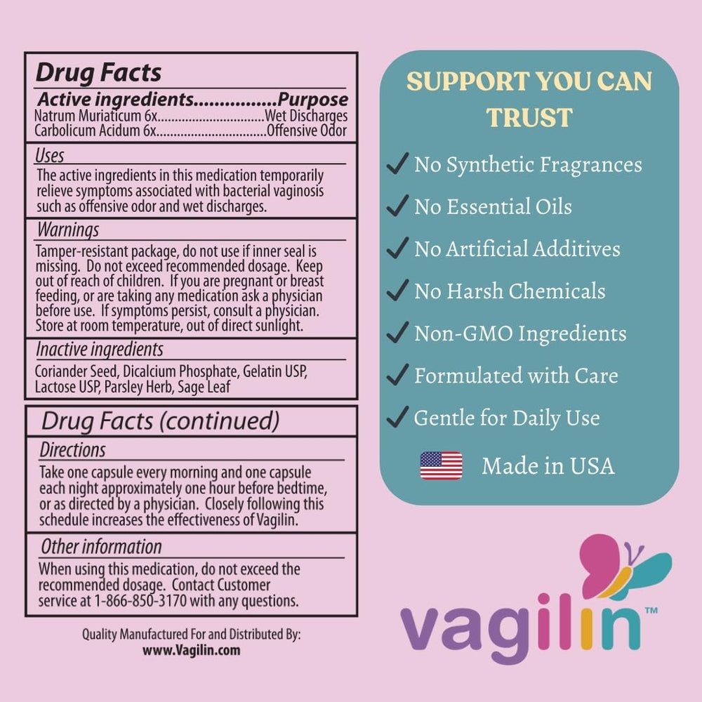 Vagilin made-in-USA facility seal signaling quality and reliable production.