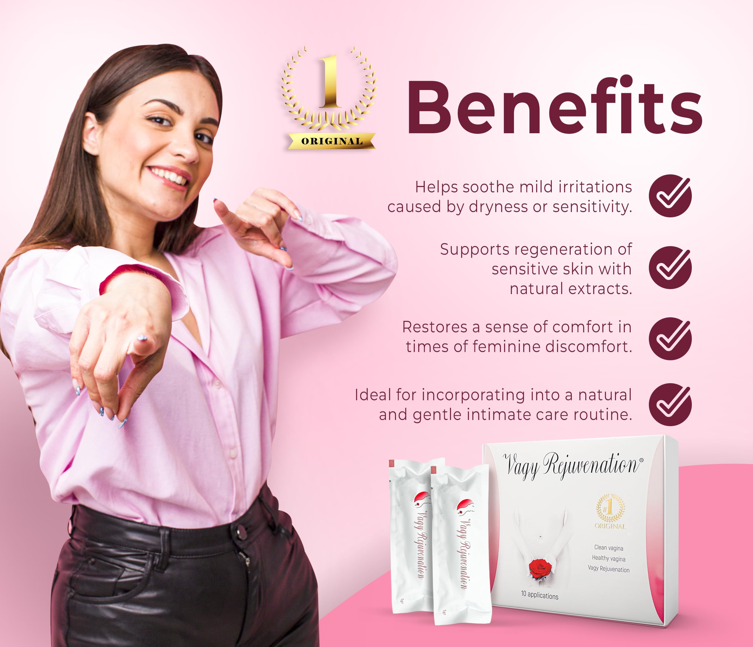 Vagy Rejuvenation Herbal Gels box with ten applicators for ongoing intimate wellness routine.