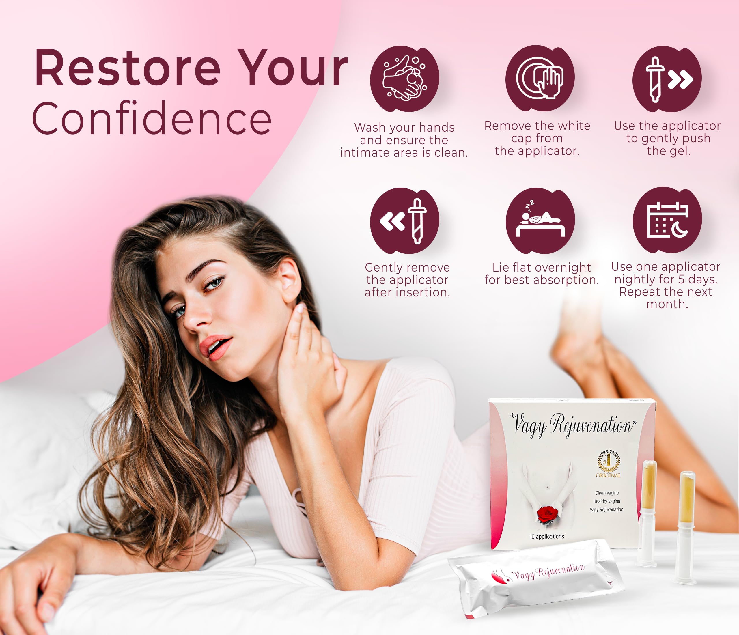 Lifestyle scene of a daily self-care moment with Vagy Rejuvenation Herbal Gels.