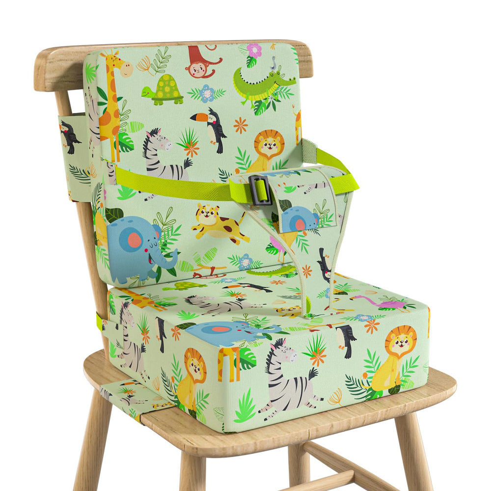 Vahlbeste booster seat backrest offers extra support during meals.