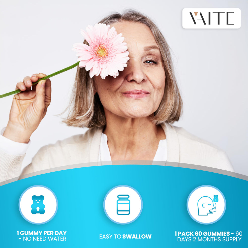 VAITE Soy Isoflavones daily routine use with gummies for on-the-go wellness.