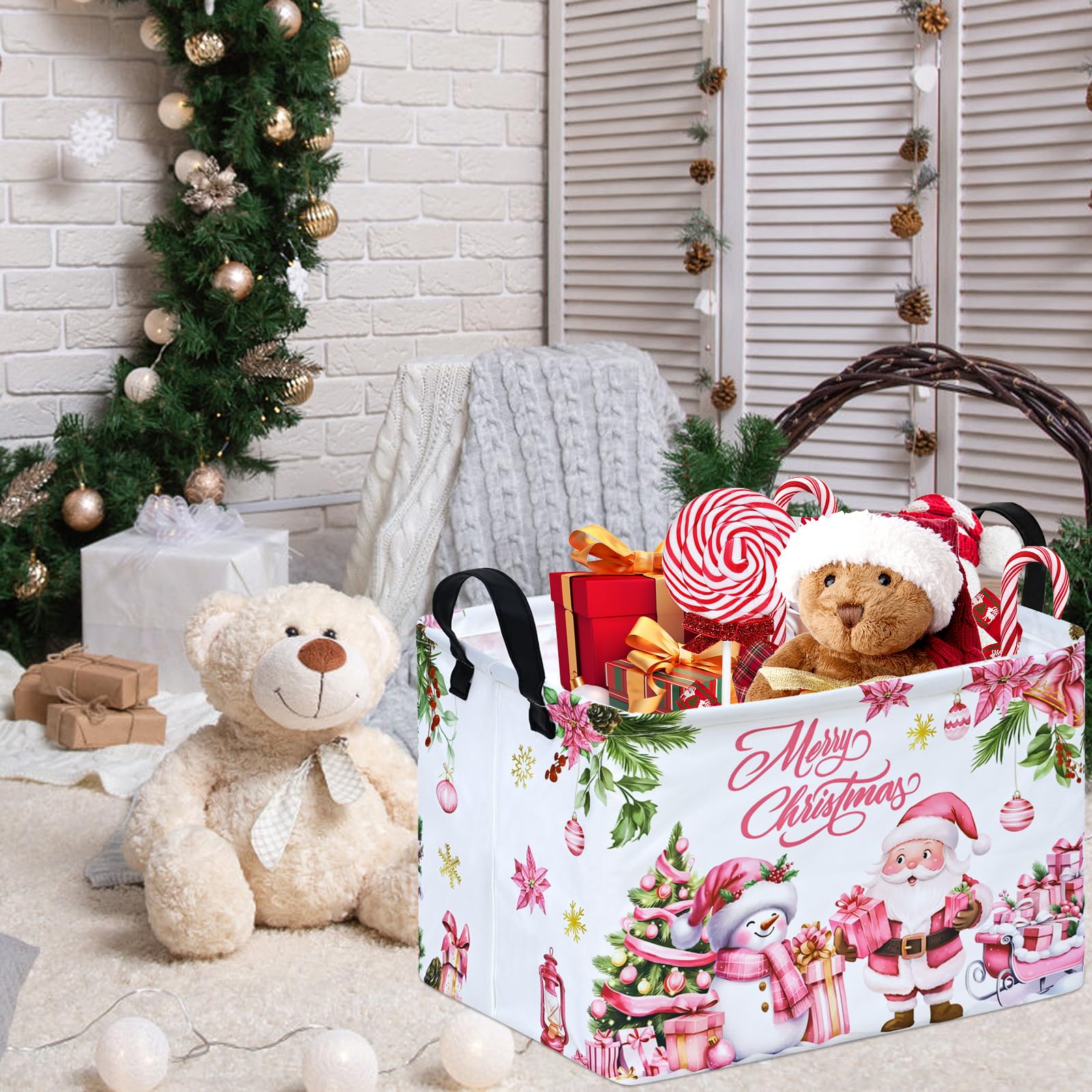 VAIVUSTO Christmas Basket in living room decor adds functional style.
