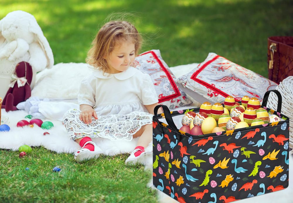 VAIVUSTO collapsible nursery hamper folds flat for space-saving storage when not in use.