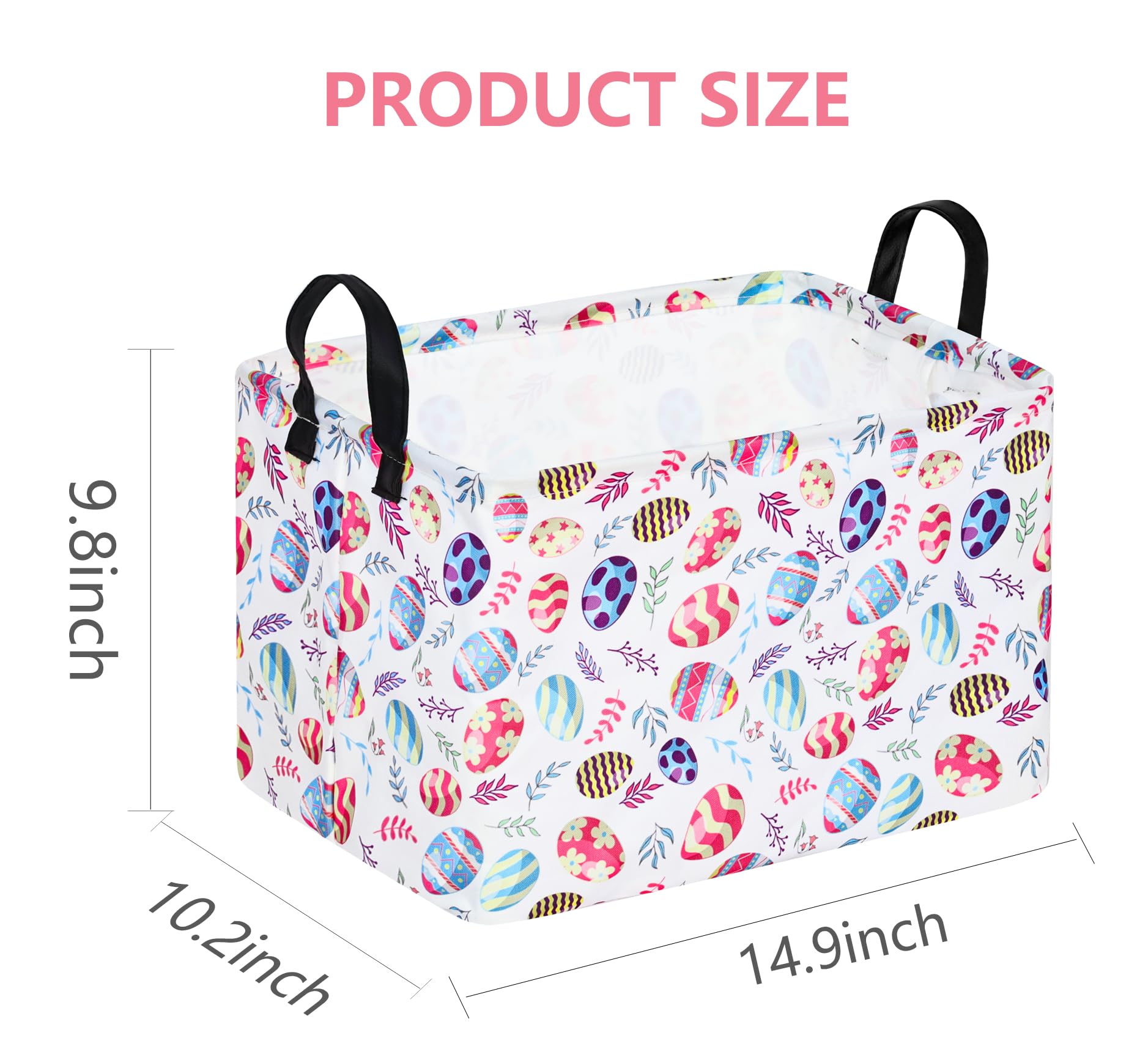 VAIVUSTO Easter Storage Basket with waterproof inner coating keeps items dry.
