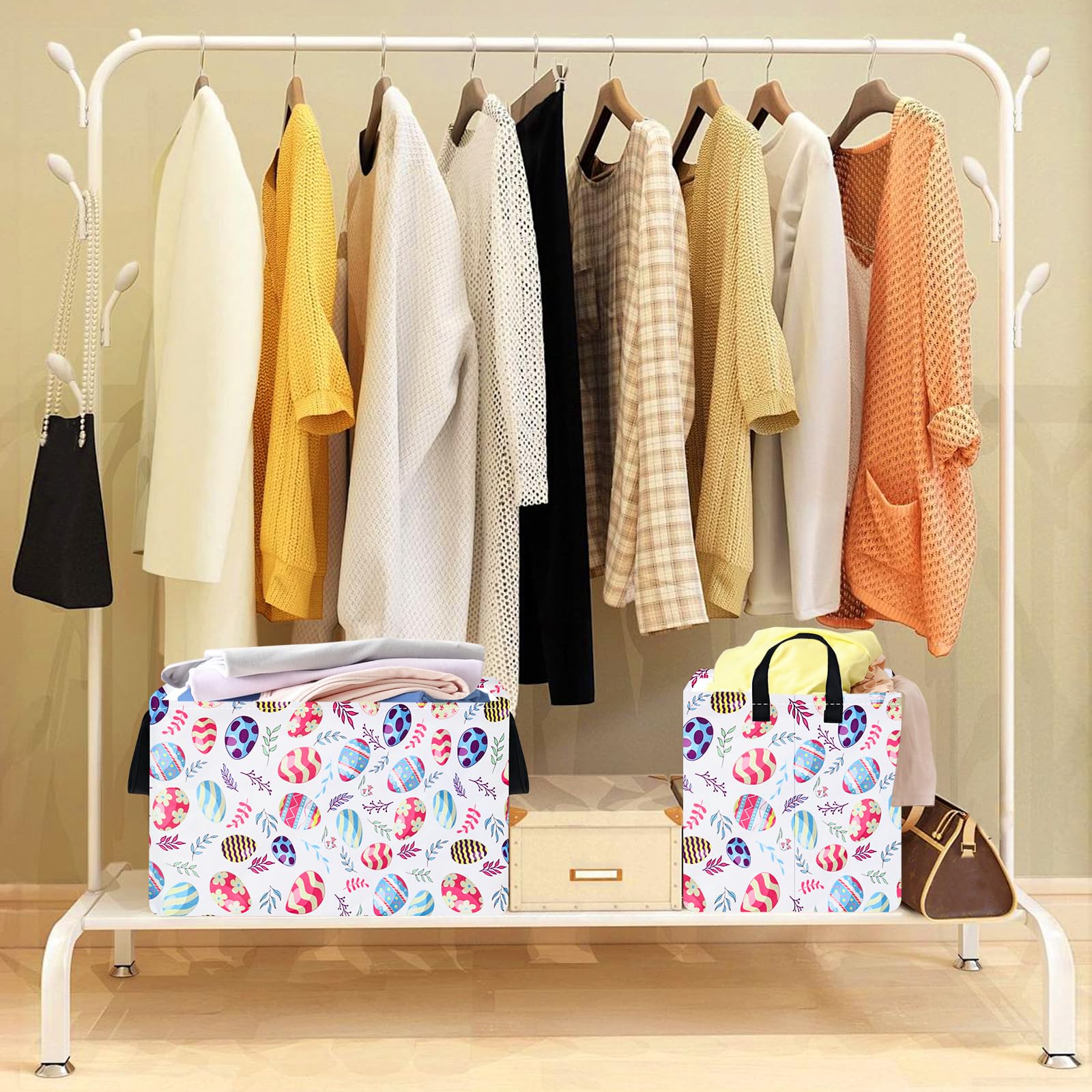 VAIVUSTO Easter Storage Basket suitable for rooms like living rooms, nurseries, and play areas.