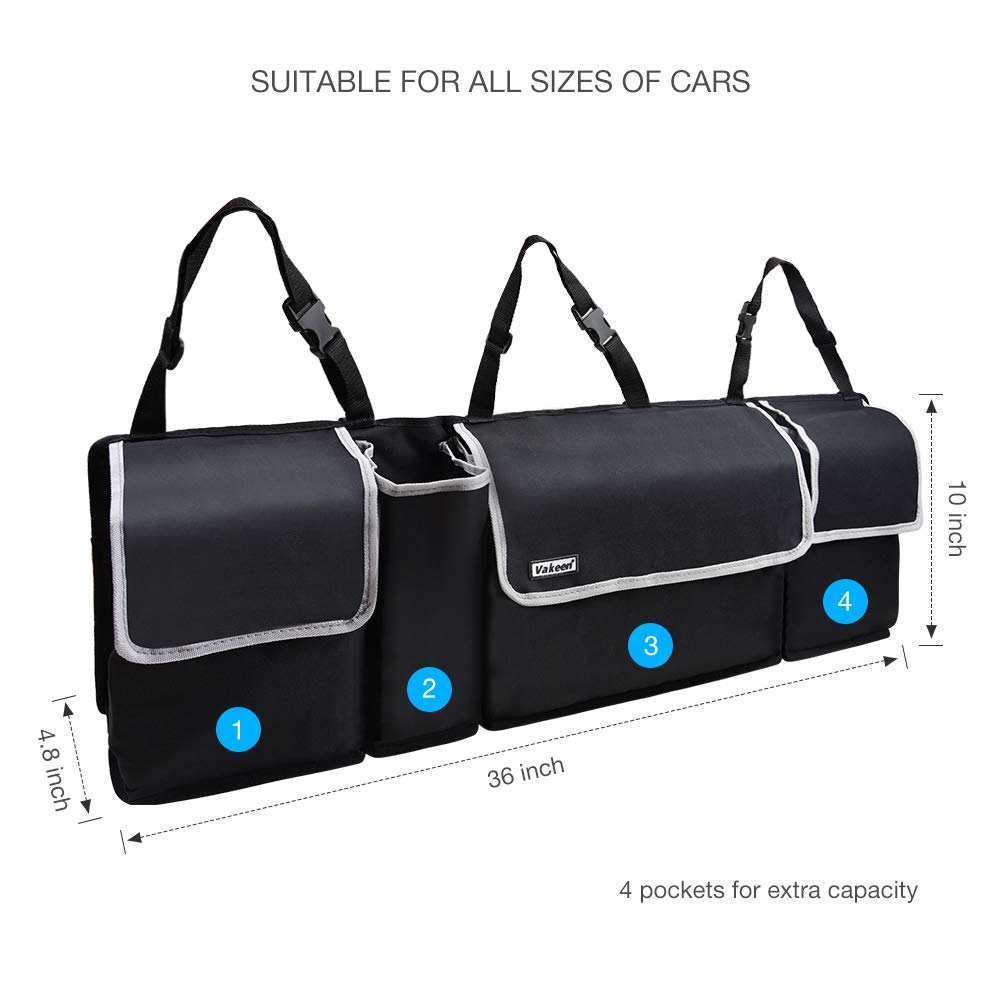 Vakeen Hanging Organizer with 4 pockets keeps items within reach in SUV.