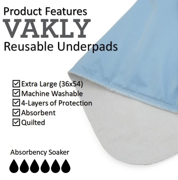 Vakly XL underpad size offers extended coverage for larger beds.