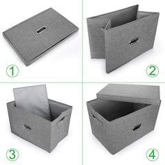 Valease large grey storage bin with lid neatly stores magazines and crafts