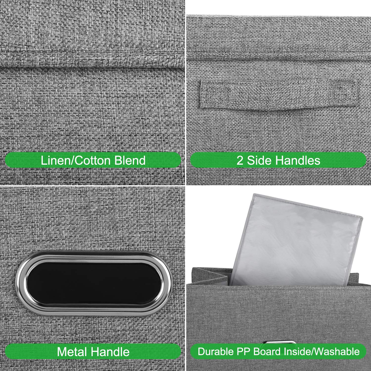 Valease grey medium bin with handles for easy organization of towels and clothes