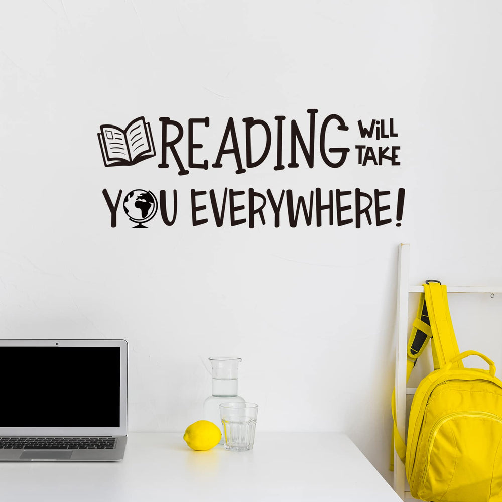 Vancetyno Reading Will Take You Everywhere decal on window, bold letter display