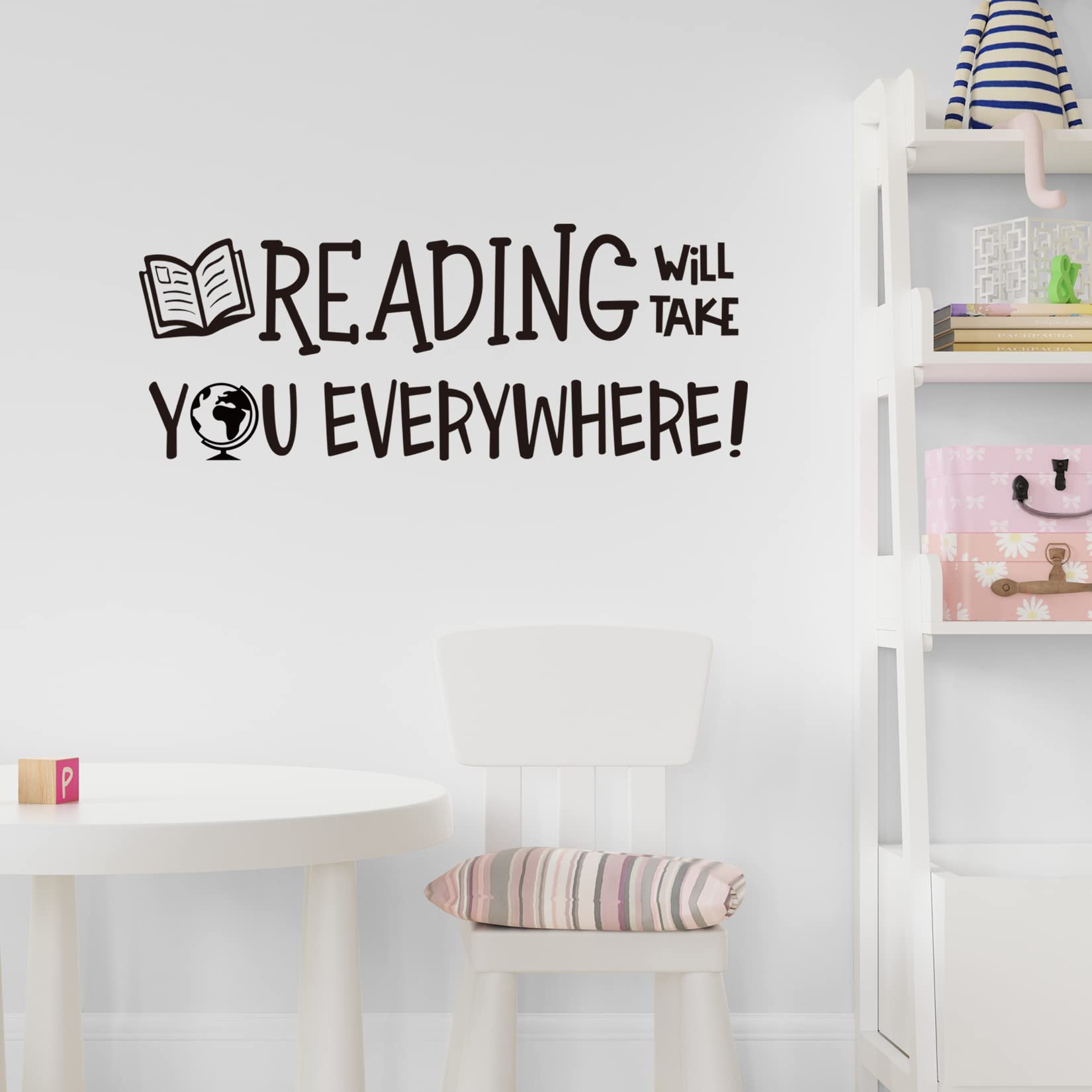 Vancetyno Reading Will Take You Everywhere decal on furniture surface, easy application