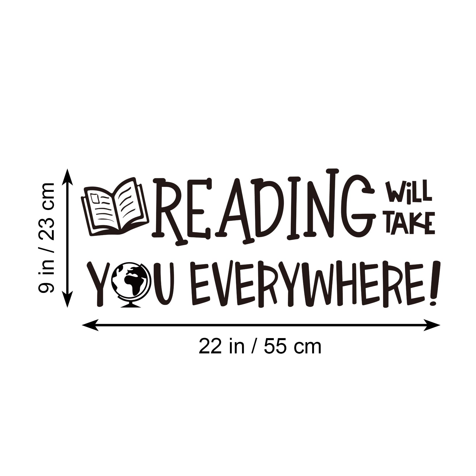 Vancetyno Reading Will Take You Everywhere decal above a desk, inspiring message